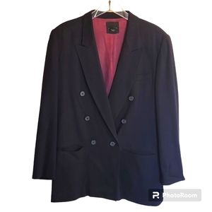 The Limited Women's Blazer Sz12 Black 100% Wool Double-Breasted Fully Lined